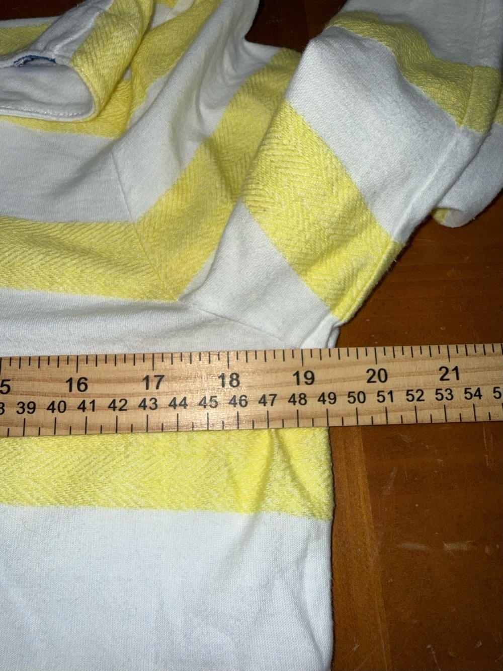 Talbots Nautical Tie 3/4 Sleeve Top Sz LP Blue White Yellow Strip Beach Resort - Picture 6 of 7